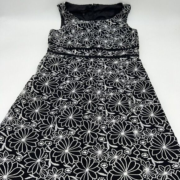 Talbots Black White Embroidered A Line Linen Cotton Dress 4P - Picture 1 of 5